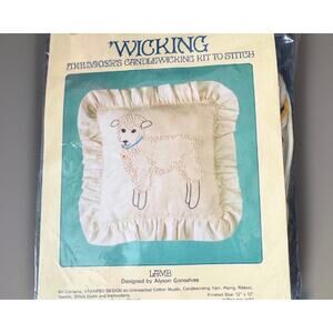 Vintage 1983 Lamb Candlewicking Kit Unopened Pillow Embroidery Project